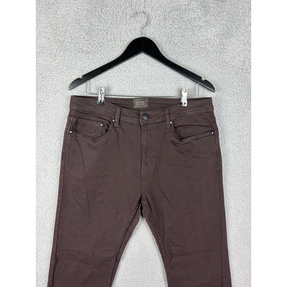 JACHS New York Jeans Mens 34x30 Brown Dark Wash Slim Tapered Denim Pants Mens